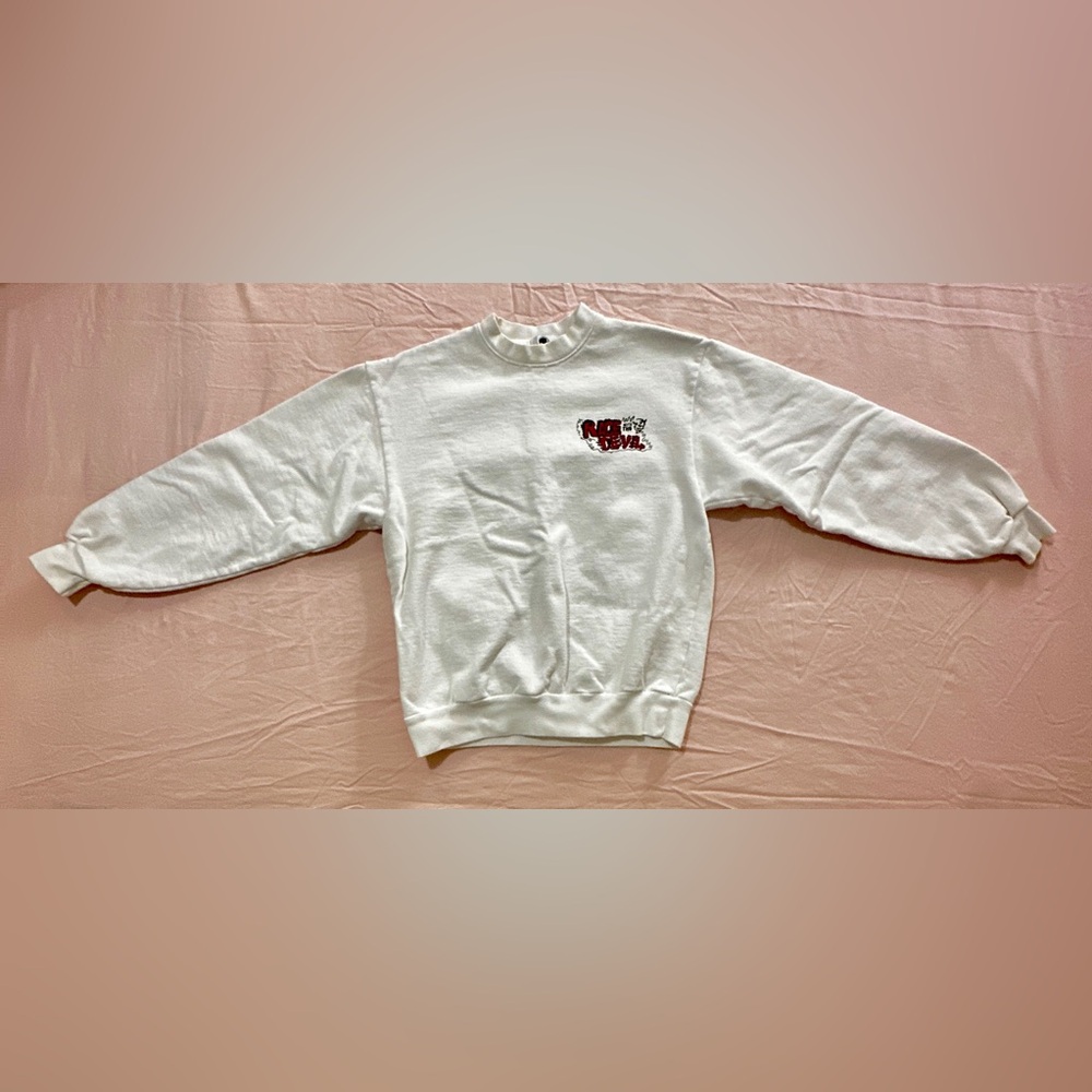 Men's Warren Lotas Race With The Devil White Crewneck Sweatshirt